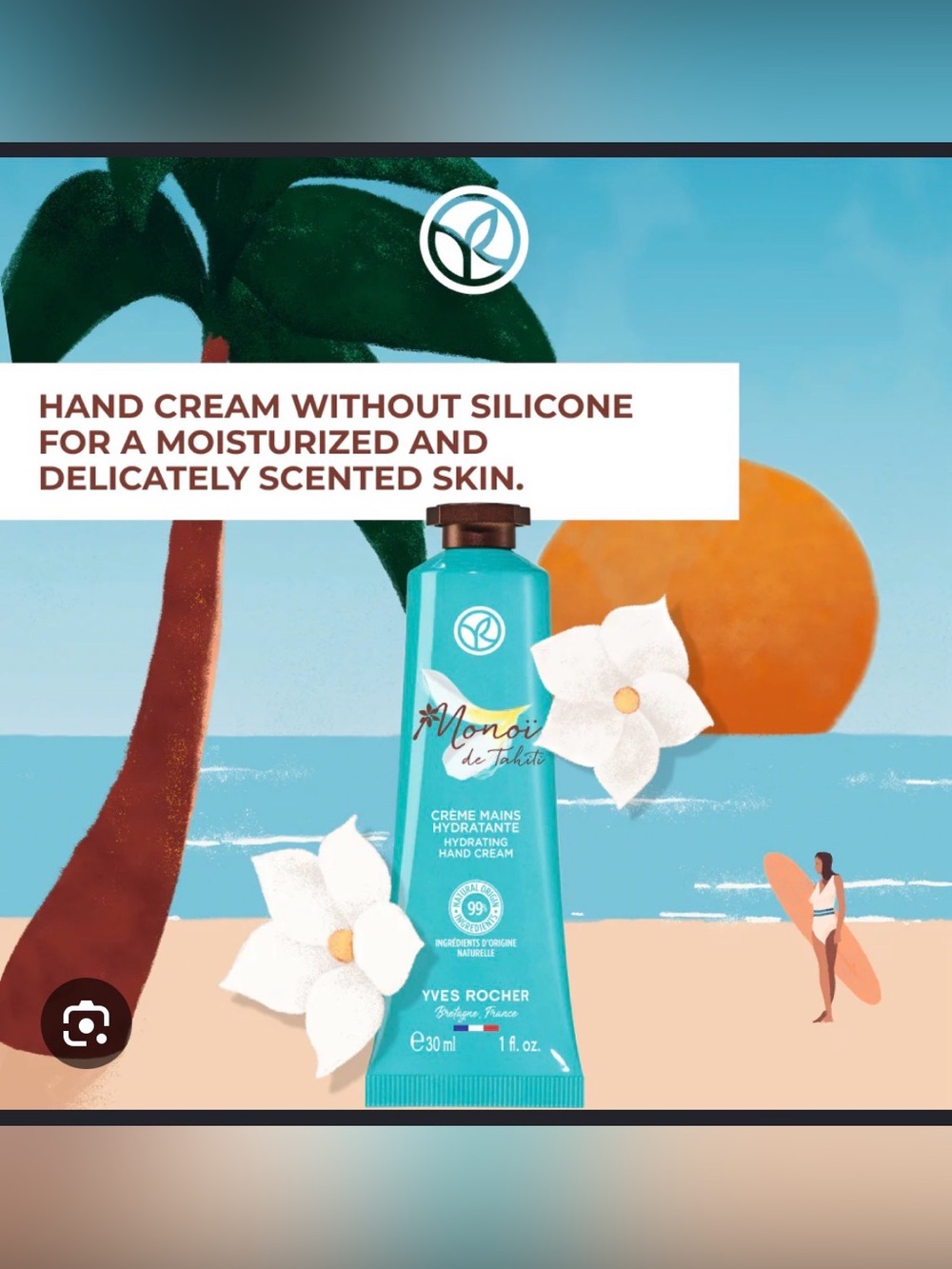 3 x Yves Rocher Monoï de Tahiti moisturizing hand cream
